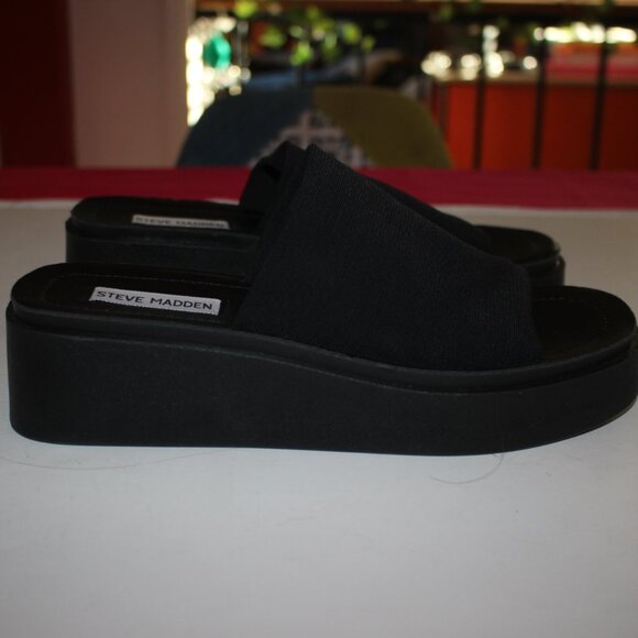 Steve Madden GIMMEE Black Platform Sandal SZ 8 Worn 1x - Picture 2 of 9